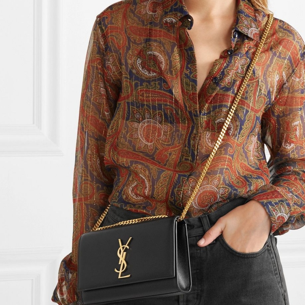 Like New! YSL Saint Laurent KATE SMALL CHAIN BAG IN GRAIN DE POUDRE LEATHER